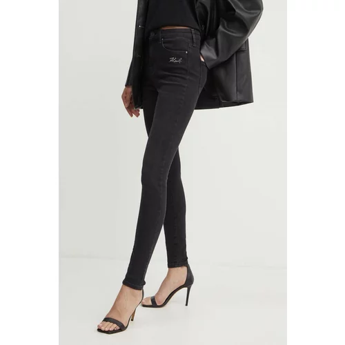 Karl Lagerfeld Kavbojke ženske, črna barva, 245W1101