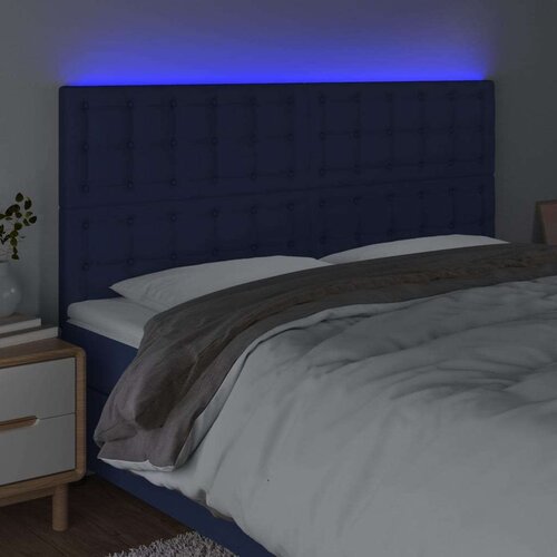  Uzglavlje plavo 200x5x118/128 cm od tkanine Slike