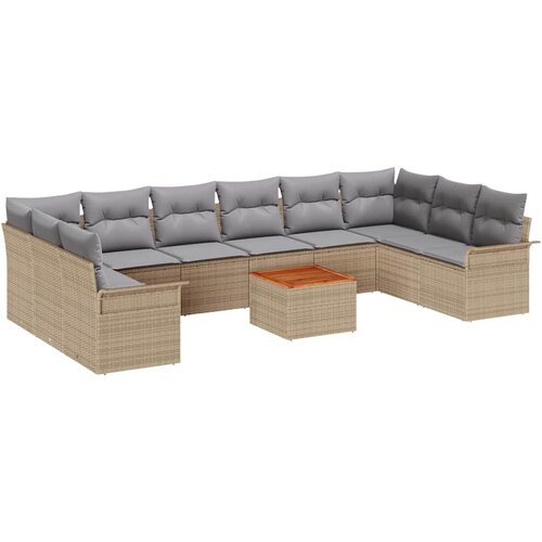  Sjedeća garnitura za vrt 11 kom. 10-Broj sjedala Bež 344 x 187,5 x 69 cm Slike