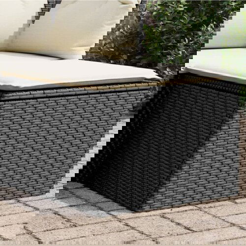  The Living Store Vrtni stolček z blazino črn 55x55x37 cm poli ratan - Vrtni Stolček, (21443982) Slike