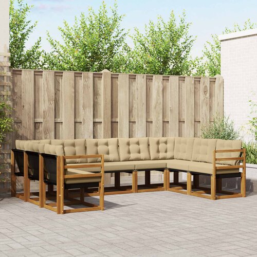  Set vanjskih sofa 9 pcs Prirodna i bež Čvrsto drvo akacije Cene