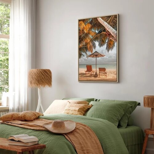  Slika - Palm Umbrella (1 Part) Vertical 80x120 U prirodnom drvenom okviru Slike