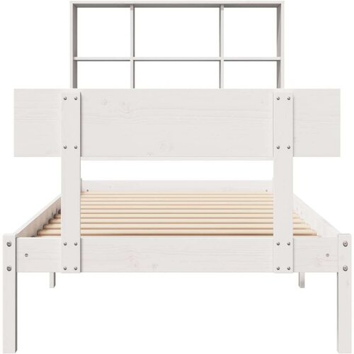 vidaXL Krevet s regalom za knjige bez madraca bijeli 90x190cm borovina Cene