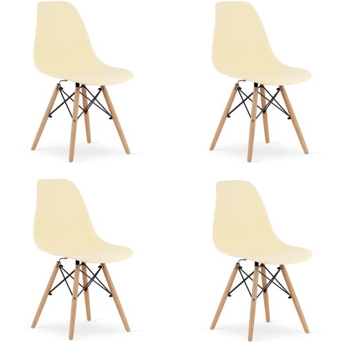 Brandless OSAKA stol smetana / naravne noge x 4, (22030629) Slike