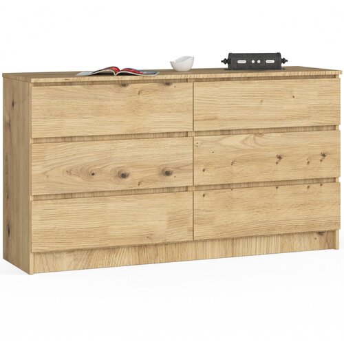 AKORD KOMODA K140 6SZ CLP DĄB ARTISAN, (21703146) Slike
