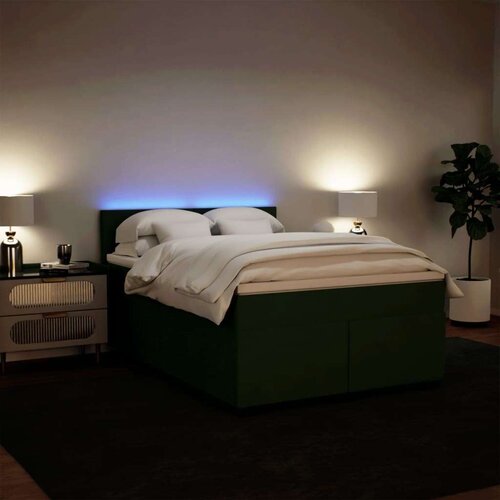 vidaXL Box spring postelja z vzmetnico temno zelena 140x200 cm žamet Cene