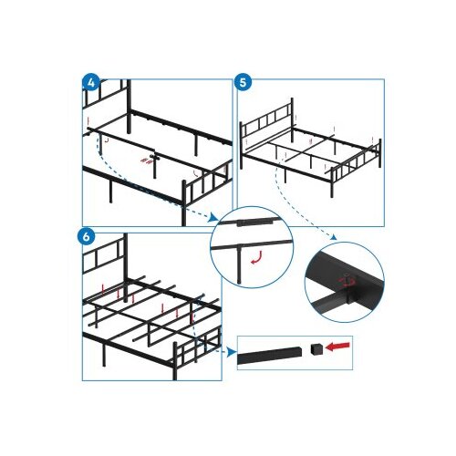 Hanah home bračni krevet Akın black 120 x 200 Slike