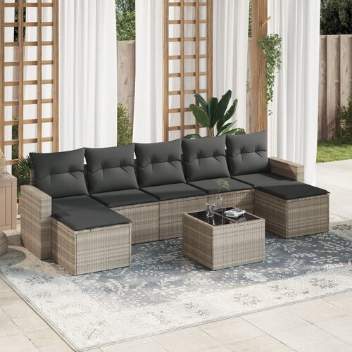 VidaXL 8-dijelni set vrtnih sofa od poliratana s jastucima svjetlosivi Slike