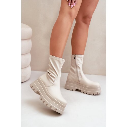 FB3 Boots On Massive Platform Light Beige Florinara Slike