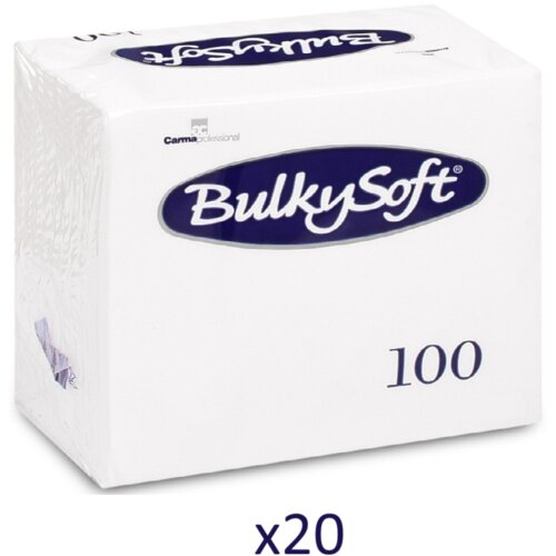 BulkySoft Salvete, 100/1, Dvoslojna, 20 pakovanja, 38x38 cm, Bela Slike