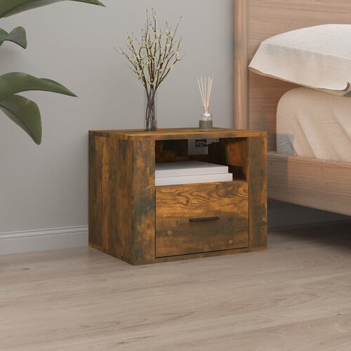 The Living Store Stenska nočna omarica dimljen hrast 50x36x40 cm - Stenska Nočna Omarica, (21433827) Slike