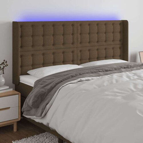  LED uzglavlje tamnosmeđe 203x16x118/128 cm od tkanine Cijene