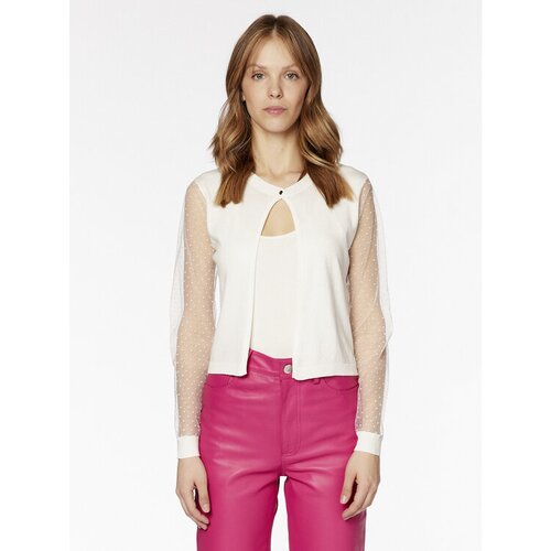 Naf Naf Pletena jopica Mbolly Bolero XENG27 &amp;Eacute;cru Regular Fit Slike
