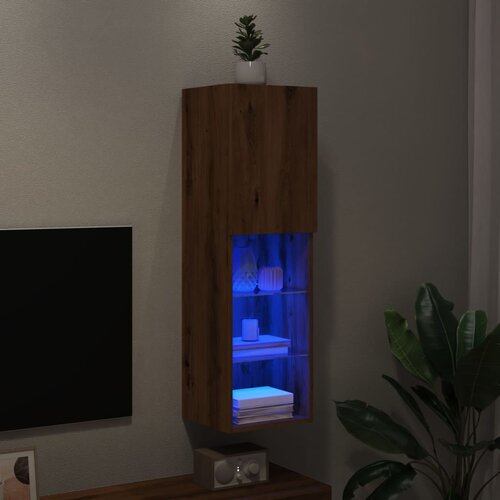 VidaXL TV ormarić s LED svjetlima boja hrasta artisan 30,5x30x102 cm Slike