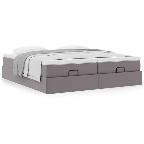 vidaXL Otomanski okvir kreveta s madracima sivi 200x200cm umjetna koža Cijene