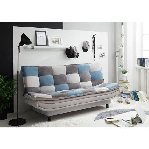 MID.YOU ZOFA S POSTELJNO FUNKCIJO, modra, srebrne barve, temno siva tekstil, leseni material Slike