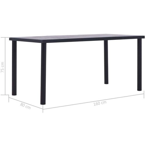  Blagovaonski stol crni i siva boja betona 160 x 80 x 75 MDF Slike