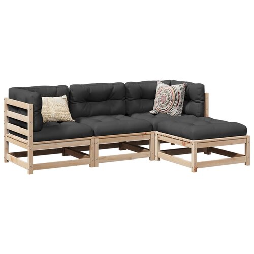 VidaXL 4-dijelni set vrtnih sofa od masivne borovine s jastucima Slike