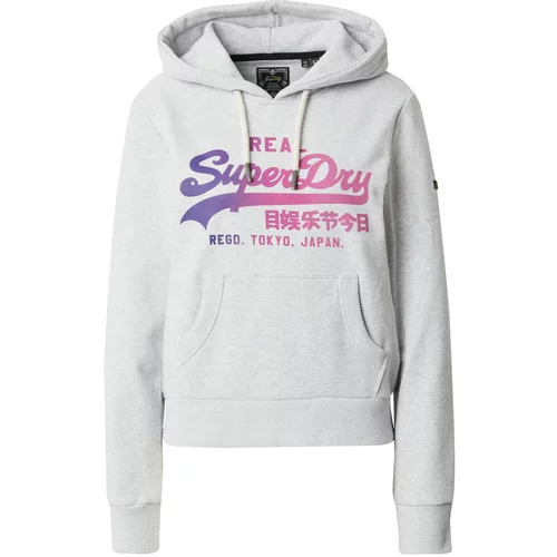 Superdry Sweater majica siva / tamno ljubičasta / roza