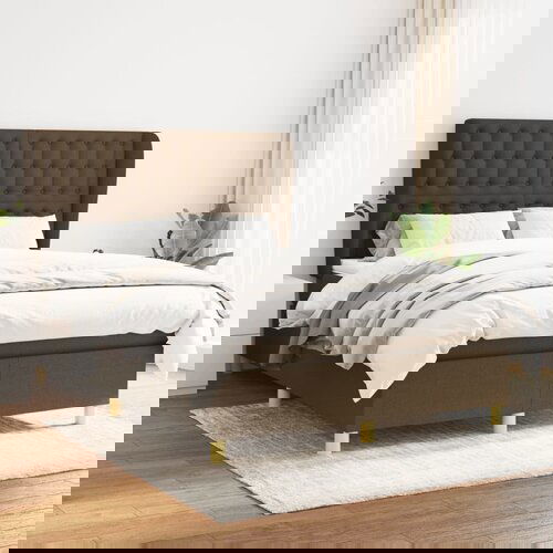 The Living Store Box spring postelja z vzmetnico temno rjav 140x190 cm blago - Box Spring Postelja, (21516458) Slike