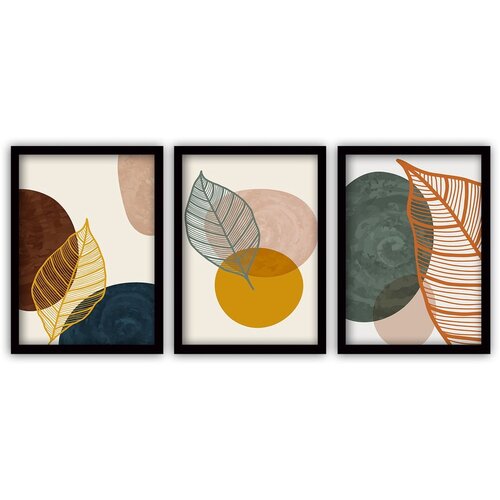 Vavien Artwork set od 3 slike u crnim okvirima Leaves III., 35 x 45 cm Cijene