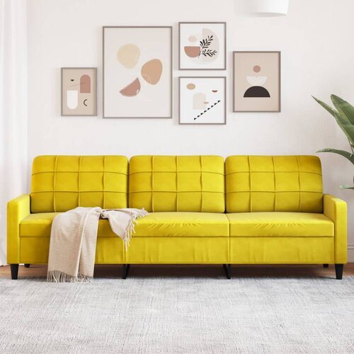 VidaXL Kavč trosed rumen 210 cm žamet Slike