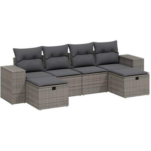 Maison Chic Seti vrtnega pohištva - Vrtna garnitura - Vrtni pohištvo set 6-delna z blazinami siv poli ratan, (21806798) Cene