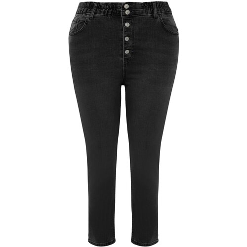 Trendyol Curve Gray Elastic Waist Stretchy Skinny Jeans Cene