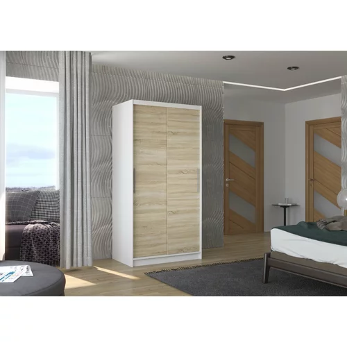 ADRK Furniture Garderobna omara z drsnimi vrati Asten - 100 cm
