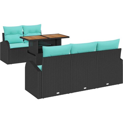 vidaXL Vrtna sedežna garnitura s shranjevanjem 6 pcs Črna Poly ratan, (5000021105) Cene