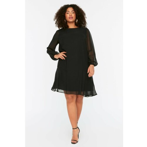 Trendyol Curve Black Woven Chiffon Dress Slike