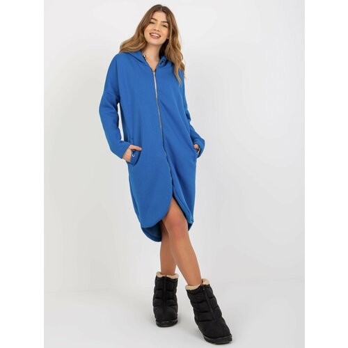 Fashion Hunters Women's Long Zipper Sweatshirt Rue Paris Tina - Blue Slike