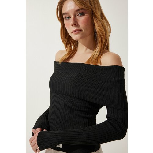 Happiness İstanbul Women's Black Madonna Collar Knitwear Sweater Slike