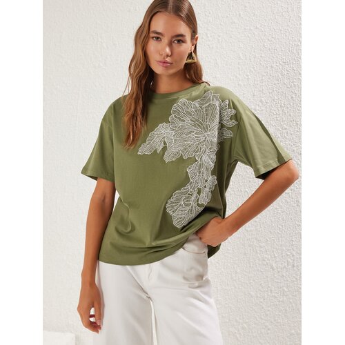 Trendyol Ženska majica TWOSS25TS00045, Kaki Cene