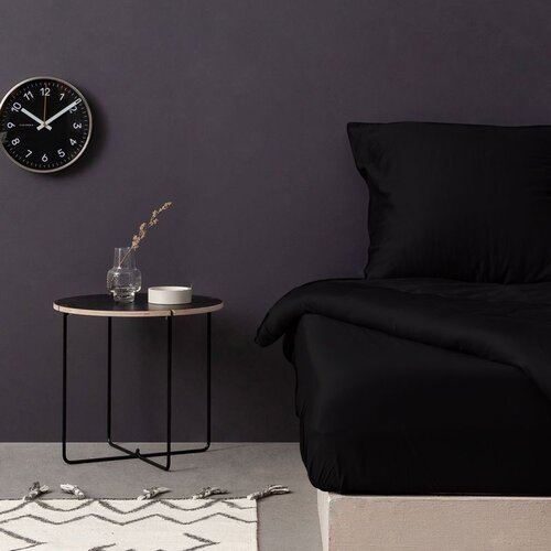  de black black satin double fitted sheet (fr) (it) (es) (de) Cene