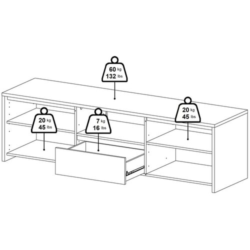 Tvilum Bela/v naravni barvi TV omarica v hrastovem dekorju 179x52x48 cm Next &amp;ndash; Slike