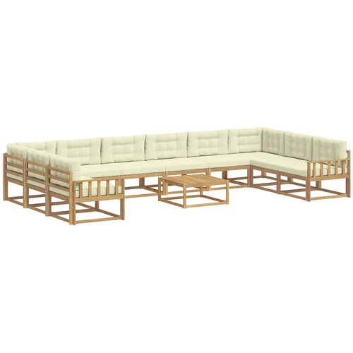 vidaXL Zunanja garnitura za sedenje z blazino 11 pcs Bela in krem, (5000281298) Cene