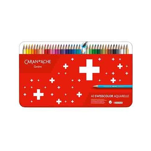 CARAN D&amp;#039;ACHE Set drvenih bojica Swisscolor Metal 40 kom Slike