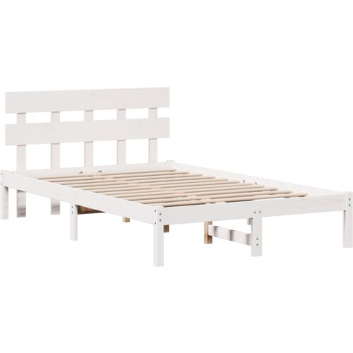 VidaXL Krevetni Okvir s Uzglavljem Bijeli 140x190 cm Od Masivne Borovine Slike