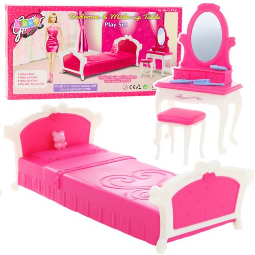  Doll's Bedroom Set Dressing Table Chair Bed Cene