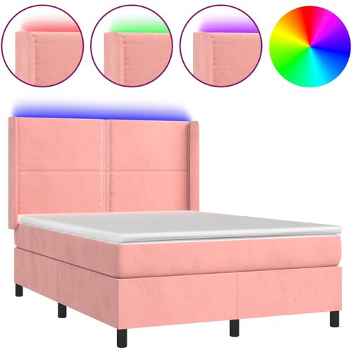 VidaXL Box spring postelja z vzmetnico LED roza 80x200 cm žamet, (20901414) Slike
