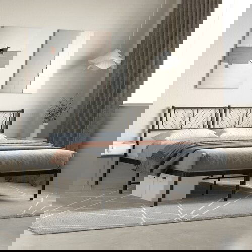 vidaXL Kovinski posteljni okvir z vzglavjem črn 120x200 cm Cene