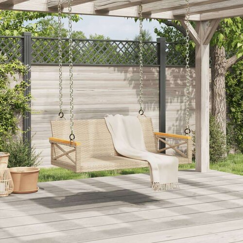 VidaXL Gugalna klop bež 109x62x40 cm poli ratan Slike