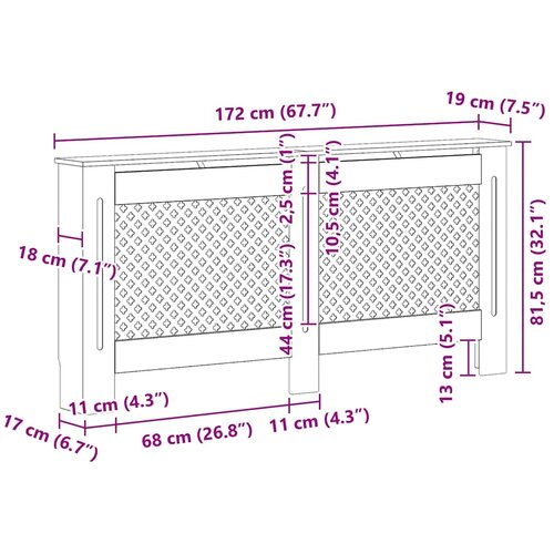  Pokrov za radijator antracit 172 x 19 x 81,5 cm MDF Slike
