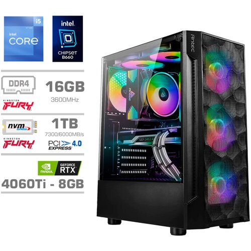 MEGA Računalnik TWR S7 i5-13600K/RTX4060Ti-8GB/16GB/1TB-4.0/750W/Brez OS RGB, (21371627) Cene