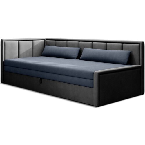 ELTAP Plava/siva sklopiva/s prostorom za odlaganje sofa od šenila 214 cm Fulgeo – Cene