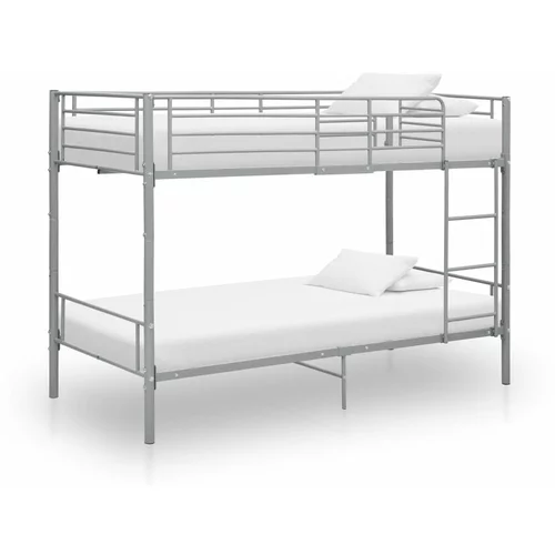 vidaXL Krevet na kat sivi metalni 90 x 200 cm