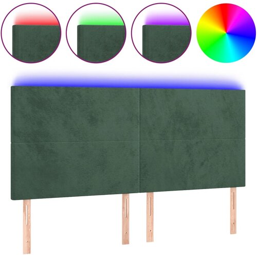 VidaXL LED posteljno vzglavje temno zeleno 180x5x118/128 cm žamet, (20933293) Slike