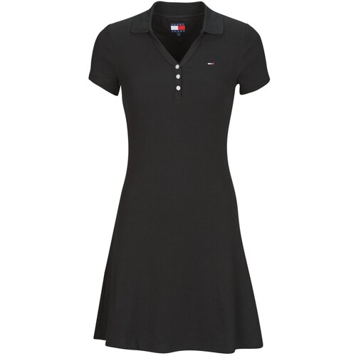 Tommy Jeans Kratke obleke TJW F F RIB POLO DRESS EXT Črna Slike