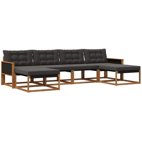 vidaXL Zunanja garnitura za sedenje z blazino 6 pcs Naravna in črna, (5000273452) Cene